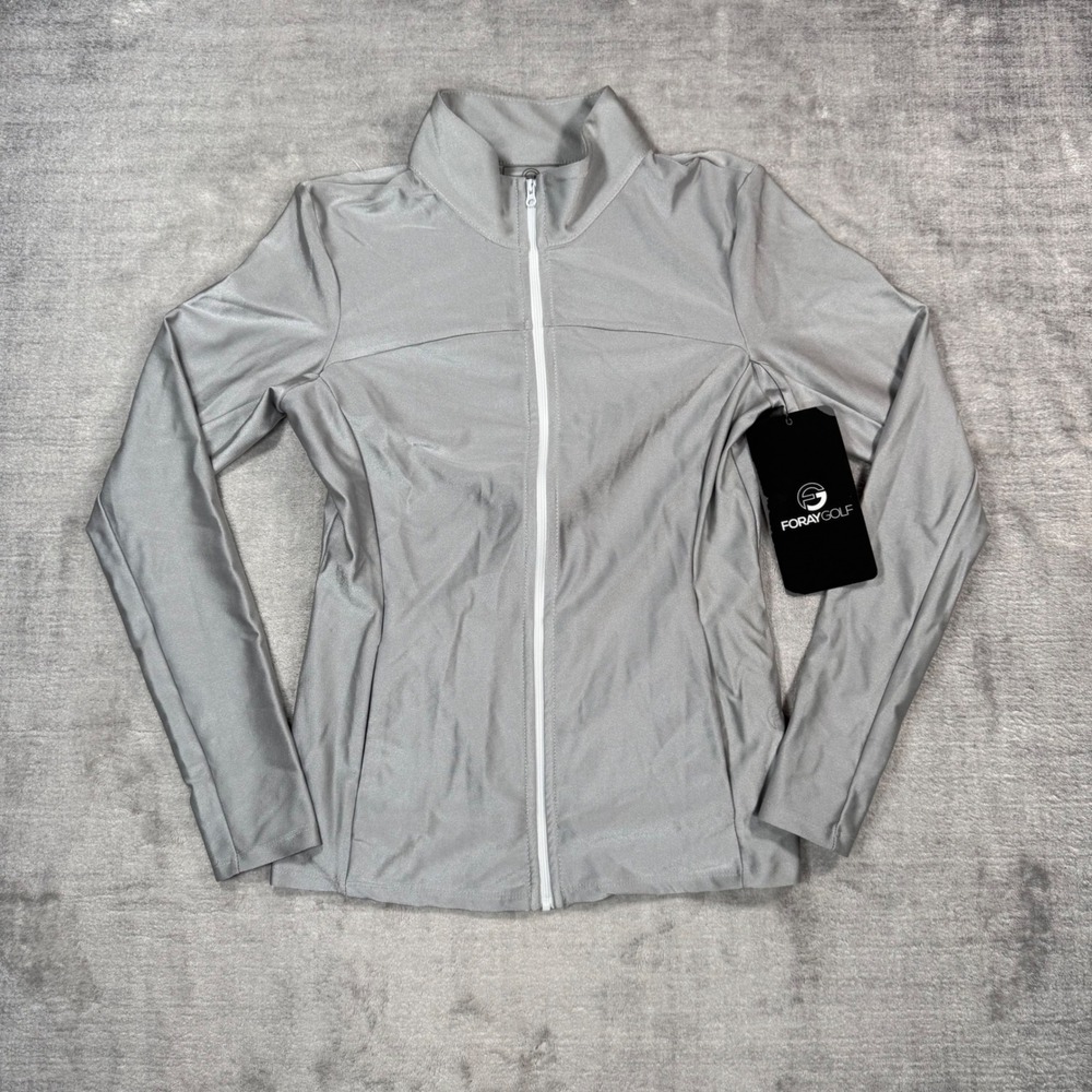 Foray Jacket Womens Small Grey Zip Up Mock Neck Golf Shine Layering Performance